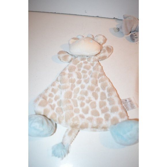 Demdaco Nat Jules Giraffe Lovey Security Blanket Plush Velour Rattles blue feet - Picture 2 of 6